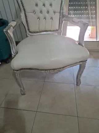 Poltrona vintage argento e bianca