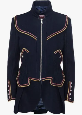 Abrigo paño azul asimétrico