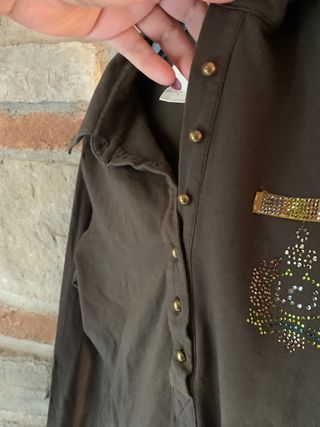 T-shirt donna manica lunga verde oliva