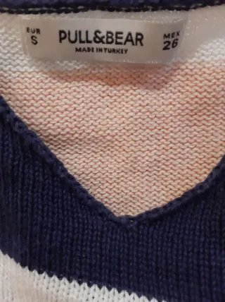 Top de punto rayas azul y rosa