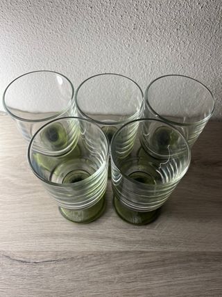 Set 5 Calici Vetro Verde Vintage