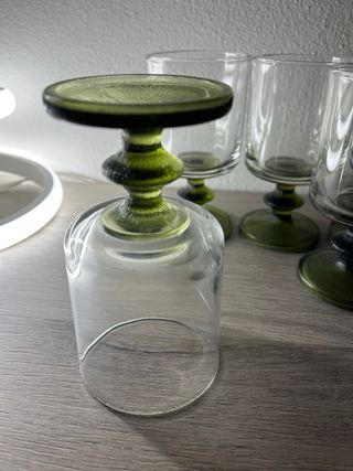 Set 5 Calici Vetro Verde Vintage