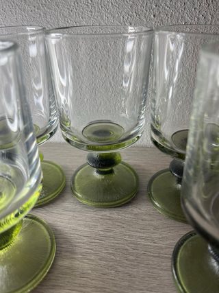 Set 5 Calici Vetro Verde Vintage
