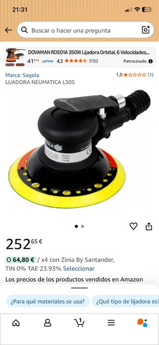 Lijadora Neumática 3M/ SAGOLA