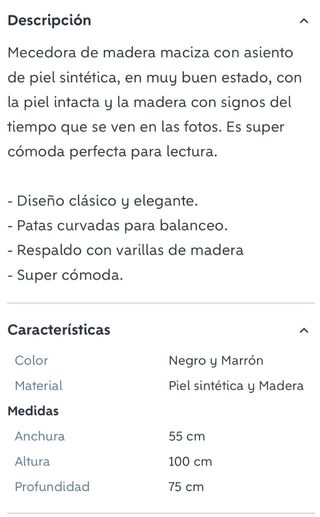 Mecedora vintage madera y piel sintética