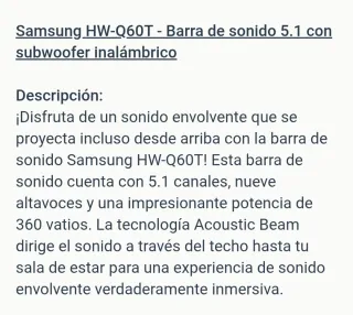 Samsung Q60 Barra de Sonido Negra