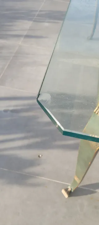 Mesa de jardín hierro y cristal