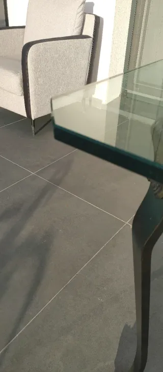 Mesa de jardín hierro y cristal