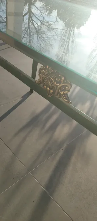 Mesa de jardín hierro y cristal