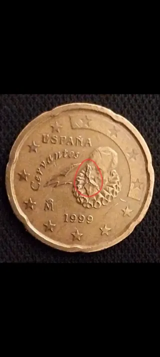 20 céntimos España Cervantes 1999 ERROR