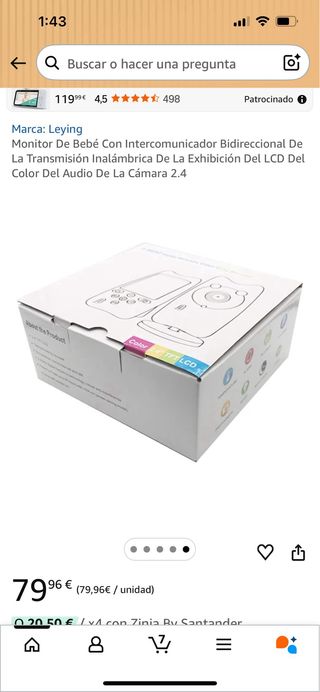 Cámara Bebé 2.4GHz Video Monitor TFT LCD