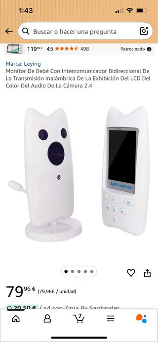 Cámara Bebé 2.4GHz Video Monitor TFT LCD