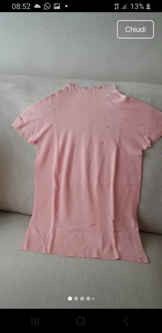 Lupetto primaverile rosa con strass