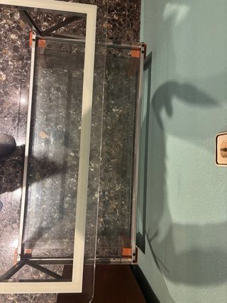 Mesa de centro cristal y madera