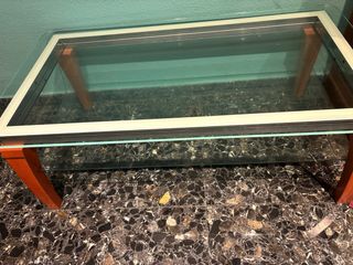 Mesa de centro cristal y madera
