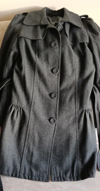 Abrigo paño entallado gris marengo