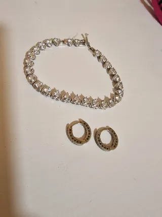 Pulsera y pendientes plata circonitas