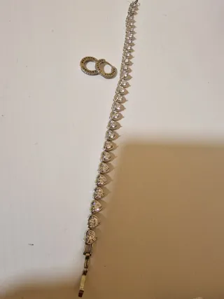 Pulsera y pendientes plata circonitas