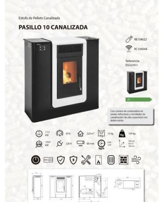Estufa de Pellets Pasillo  canalizada BAR1026