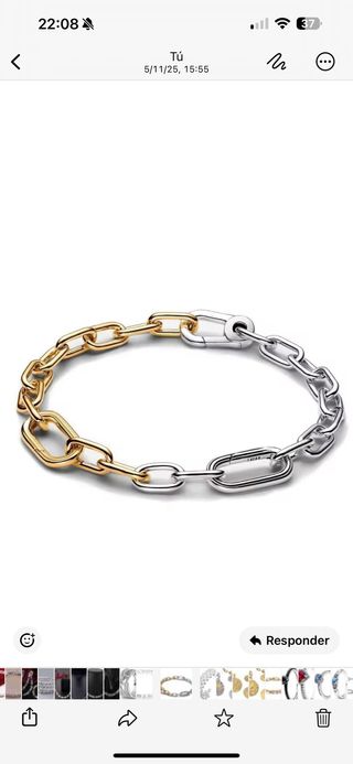 Pulsera Pandora Me bicolor oro y plata