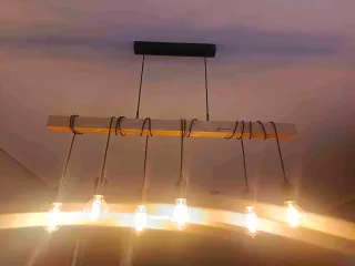 Lámpara de salón madera y metal