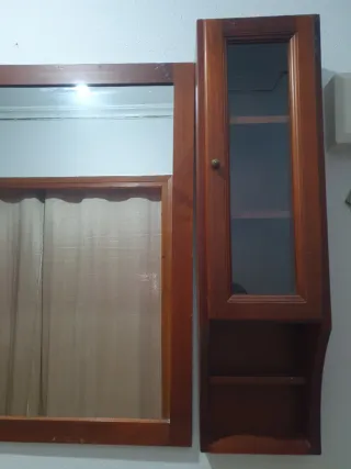 Mueble de entrada madera y cristal con espejo