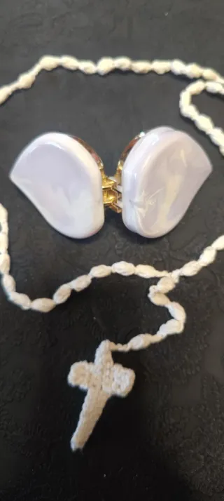 Rosario Medjugorje bianco con cuore