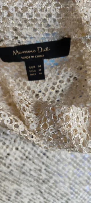Blusa Massimo Dutti Beige Lentejuelas