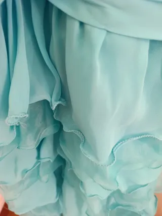 Vestido largo fiesta color aguamarina.