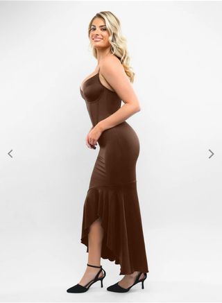 Vestido Corsé Marrón Maxi.