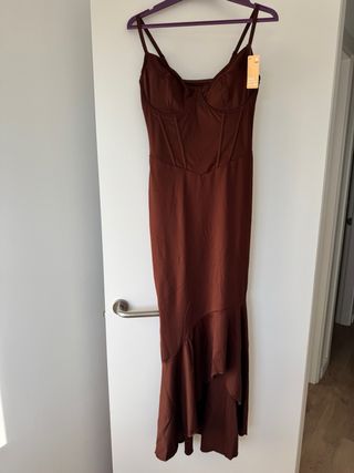 Vestido Corsé Marrón Maxi.