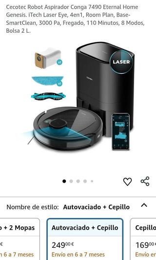 Robot Aspirador Conga 7490 para Suelos y Fregado