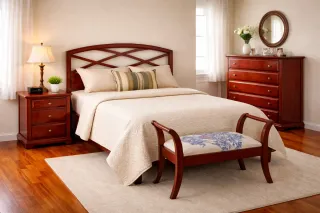 Conjunto dormitorio madera maciza cerezo