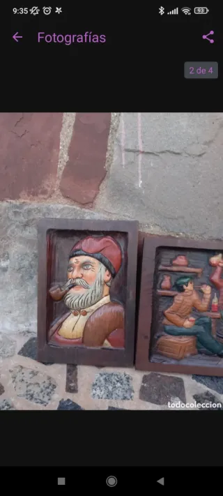 Set di tre sculture in legno 67x31cm e 35x23cm