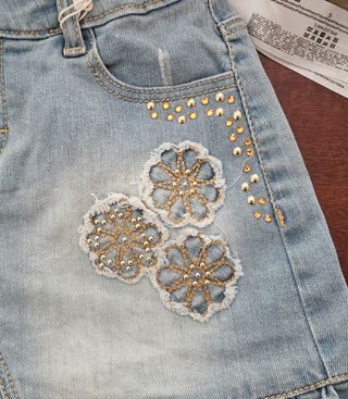 Gonna di jeans nuova con accessori