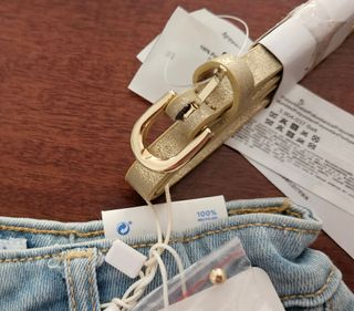 Gonna di jeans nuova con accessori