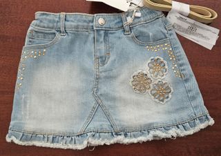 Gonna di jeans nuova con accessori