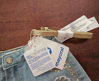 Gonna di jeans nuova con accessori