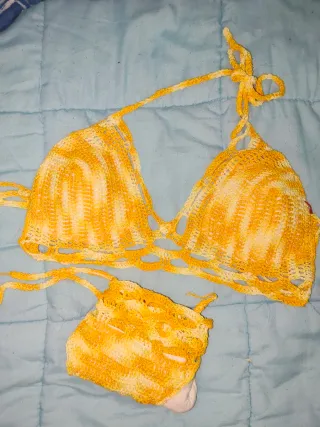 Bikini Crochet Amarillo y Blanco