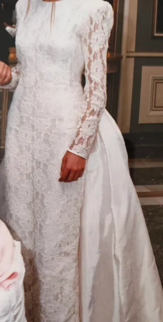 Vestido Novia Encaje Seda Recto