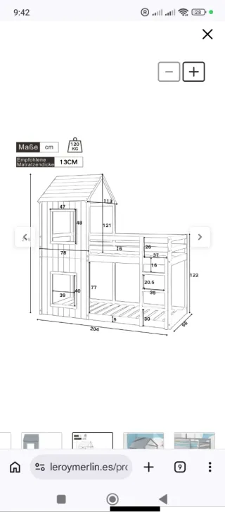Cama litera con diseño de casa