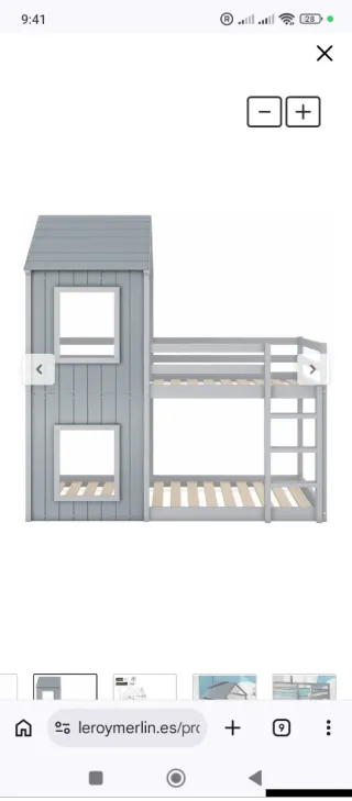 Cama litera con diseño de casa