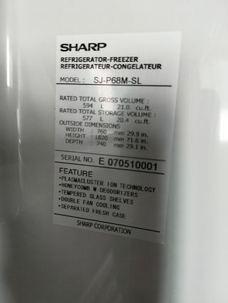 Frigorífico SHARP 76cm ancho (capacidad 577L)