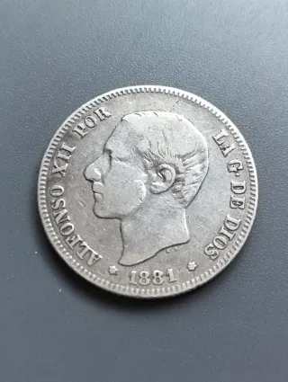 Moneda Plata Alfonso XII 2 Pesetas 1881