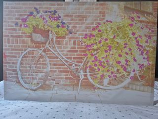 Cuadro Decorativo Bicicleta Flores 90x60