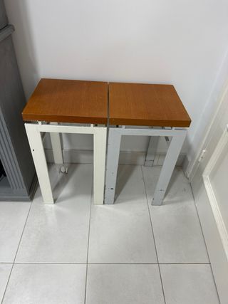 Banqueta madera y hierro blanco 15€ cada una