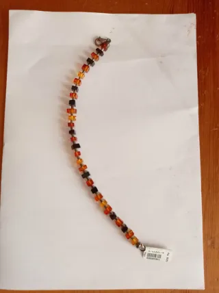 Pulsera Ámbar y Plata. Mide 20 cm