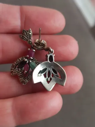 Pendientes Plata esmeralda zafiros y rubies