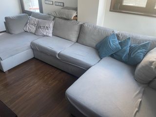 Sofá chaise longue cama gris con canape