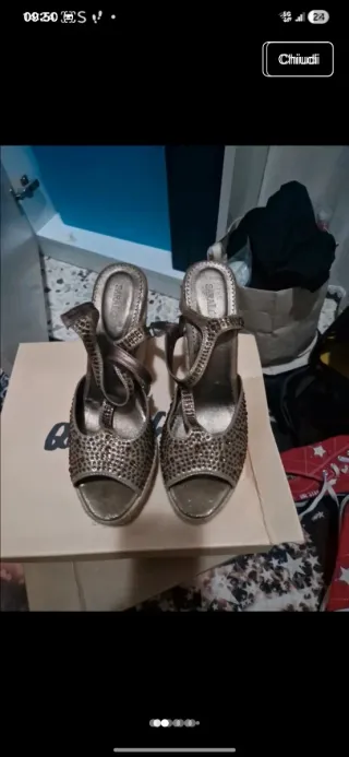 Zeppe Sara oro/argento con strass